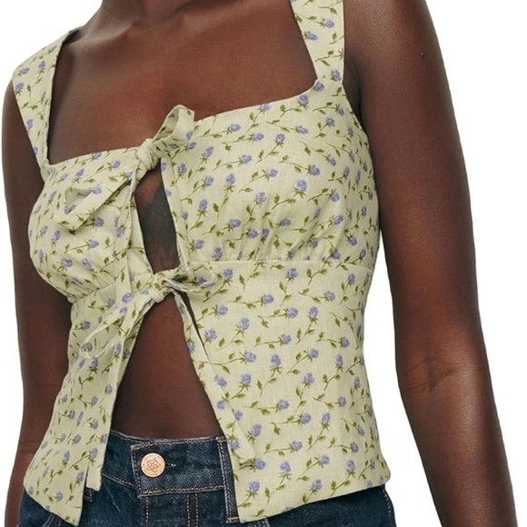 Reformation Azalea Linen Top NWT Size 6 - Picture 1 of 10